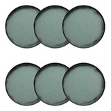 Conjunto De 6 Pratos Sobremesa Flat Pacífico 20cm Verde Oxford