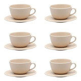 Conjunto De 6 Xícaras Com Pires Unni Afeto 200 Ml Oxford Cor Bege E Marrom Bege E Marrom