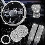 Conjunto De 7 Acessórios De Carro Brilhantes Para Mulheres Meninas Capa De Volante Premium Com Strass Universal Porta Copos De Carro Capa Para Câmbio De Marchas Capas Para Cinto De Segurança