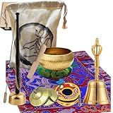 Conjunto De 8 Peças De Meditação Budista Tibetana Tigela De Canto De 7 9 Cm Sino De Latão Dorje Vajra Sino De Latão De 19 Cm Sinos De Pratos Tingsha De 6 3 Cm Materiais Budistas De Implementação