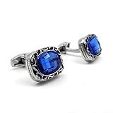 Conjunto De Abotoaduras Masculinas Retangulares Abotoaduras De Presente De Cristal Azul Brilhante