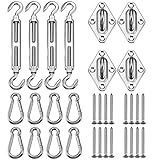 Conjunto De Acessórios Para Toldo Kit De Ferragens De Fixação De Vela De Sol De Aço Inoxidável 304 Para Serviços Pesados 32 Peças Para Cortina De Sol Retangular E Triangular De Pátio De Jardim