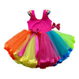 Conjunto De Aniversário Collant E Saia Tutu Festa Neon Cores