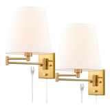 Conjunto De Arandelas De Parede Com Braço Oscilante Dourado