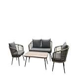 Conjunto De Àrea Externa Capri Com 1 Sofá 2 Poltronas 1 Mesa Cinza