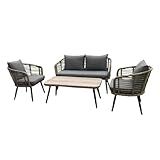 Conjunto De Àrea Externa Capri Com 1 Sofá 2 Poltronas 1 Mesa Cinza