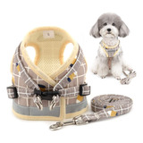 Conjunto De Arnês E Trela Para Cachorro Colete Reflexivo