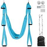 Conjunto De Balanço De Ioga Aéreo UpCircleSeven - Kit De Rede De Yoga-alça - Alças De Extensão E EBook - Tela De Yoga Para Pendurar Em Teto Antigravidade - Rotação De Inversão Para Iniciantes E Crianças- Ciano