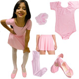 Conjunto De Balé Roupa De Ballet Lindo Kit Completo 5 Peças