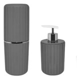 Conjunto De Banheiro Dispenser E Porta Escova Groove 400ml