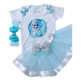 Conjunto De Bebê fantasia roupa Da Froozen Mesversario saia