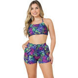 Conjunto De Biquini Cropped Short Juvenil Adulto Verão