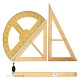 Conjunto De Bússola De Madeira Maciça Para Professor Régua Triangular Transferidor Quadro Negro Bússola Multifuncional Conjunto De Régua Triangular De 50 Cm Kit De Bússolas Grandes Para Ensino 5