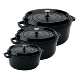 Conjunto De Caçarolas Studio Hercules Preto 3unidades Pa9000