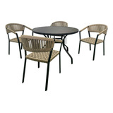 Conjunto De Cadeira Garden Em Corda Nautica E Mesa Aluminio