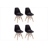 Conjunto De Cadeiras Charles Eames Eiffel Preto Em Abs 4un