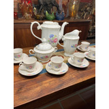 Conjunto De Café Em Porcelana Real Antigo Floral