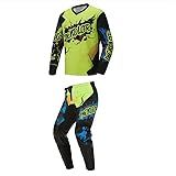 Conjunto De Calça De Jérsei De Motocross MX Gear Conjunto De Roupas De Corrida Off-road Para Homens E Mulheres- Preto-Verde- Jersey XL - Pants 36
