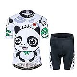 Conjunto De Camisa Infantil De Ciclismo Manga Curta Desenho Animado Na Estrada Ciclismo Ciclismo Blusa Short Para Meninas Meninos Respirável Panda X Large