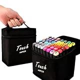 Conjunto De Caneta Marcador Profissional Para Colorir Desenho Permanente Ponta Dupla Com Estojo Kit 24 36 48 60 80 Canetinhas Tiktok Premium MyBrins 48