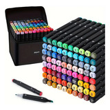 Conjunto De Canetas Colorida Marcadores 80 Cores Ponta Dupla
