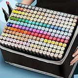 Conjunto De Canetas Marcador Permanente Ponta Dupla 48 Cores Tinta Colorido Exterior Preto