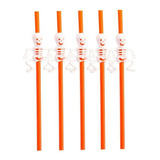 Conjunto De Canudos Reutilizável Silver Festas Canudo Halloween Halloween De 27cm 5 Kits X 5 Unidades Laranja