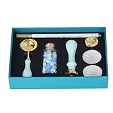 Conjunto De Carimbo De Vedação De Cera Vedação De Alça Removível Vintage Forte E Durável Conjunto De 7 Peças Lake Blue 3 Cores 