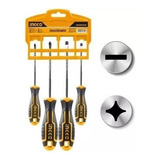 Conjunto De Chaves De Fenda Ingco Hksd0428 Paleta E Cruz De 4 Peças