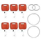 Conjunto De Chaves De Trator De 6 Peças - Inclui 6 Chaves De Substituição- 2 Chaveiros E 2 Anéis De Corda De Aço - Compatível Com Chaves De Ignição RE183935 E RE71557 Para Tratores John Deere 110TLB