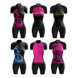 Conjunto De Ciclismo Ciclistas Bermuda Camisa Feminino Ge Be