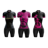 Conjunto De Ciclismo Ciclistas Bermuda Gel Camisa Feminino
