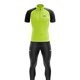 Conjunto De Ciclismo Masculina Camisa Respirável Calça Acolchoada Com Gel MTB Verde Limão P 