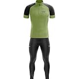 Conjunto De Ciclismo Masculina Camisa Respirável Calça Acolchoada Com Gel MTB Verde Militar M 