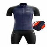 Conjunto De Ciclismo Masculino Camisa Bermuda Acolchoada Bike Mtb Azul Marinho GG 