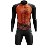 Conjunto De Ciclismo Masculino Camisa Manga Longa E Bermuda De Gel Inverno Bike Laranja GG 