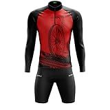 Conjunto De Ciclismo Masculino Camisa Manga Longa E Bermuda De Gel Inverno Bike Vermelho GG 