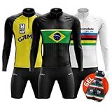 Conjunto De Ciclismo Masculino Camisa Manga Longa E Bermuda De Gel Vários Modelos Camel M 