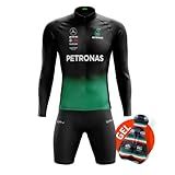 Conjunto De Ciclismo Masculino Camisa Manga Longa E Bermuda De Gel Vários Modelos Petronas Preta M 