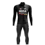 Conjunto De Ciclismo Masculino Camisa Manga Longa Preta E Branca Calça Acolchoada Forro GEL Bike Roupa Ciclismo Bora Preta G 