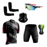 Conjunto De Ciclismo Óculos Espelhado Bandana Manguitos