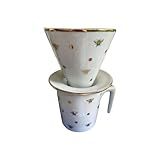 Conjunto De Coador De Café De Porcelana Com Xícara Pintado A Mão Com Filete Em Ouro Kit Café Perfeito Para O Uso No Dia A Dia 