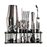 Conjunto De Coqueteleira Conjunto Barman Kit 20 Peças Conjunto De Coqueteleira Suporte Acrílico Para Ferramentas De Bar De Bebidas Mistas Aço Inoxidável