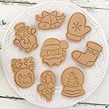 Conjunto De Cortadores De Biscoito De Natal Com Carimbo Molde De Gravação 3D Pode Ser Pressionado Cortador De Biscoitos Conjunto De Moldes De Biscoito De Rena De Boneco De Neve De Papai Noel Para Assar Na Cozinha Bolo DIY 8 Peças De Moldes De Biscoito De Natal Conjunto 2 
