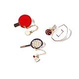 Conjunto De Crachá De Basquete De Badminton De Tênis De Mesa Estilo Acadêmico Incluindo 1 Broche De Raquete De Tênis De Mesa 1 Pino De Badminton 1 Broche De Basquete Acessórios De Crachá De Bolsa De Roupas Liga De Aço Crachá De Basquete De Badminton De Tênis De Mesa