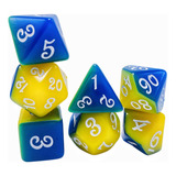 Conjunto De Dados De Jogo 7 Pçs Conjunto De Azul Amarelo