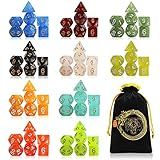 Conjunto De Dados Poliédricos CiaraQ 10 X 7 70 Peças Ótimo Para Dungeons And Dragons DND RPG MTG Jogos De Mesa D4 D6 D8 D10 D D12 D20 Com Uma Bolsa Grande Preta Com Cordão 