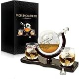 Conjunto De Decantador De Uísque Mundial Gravado Mundialmente Rolha De Vidro De Navio Antigo Dispensador De Bebidas Espirituosas Bourbon Escocês Vodca E Rum Conjunto Completo De 850 Ml