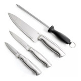 Conjunto De Facas 4pcs Aço Inox Com Amolador Baldwyn Oster