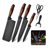 Conjunto De Facas Inox 6 Peças Com Tesoura E Descascador